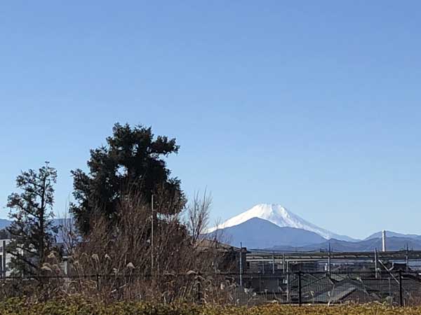 北川原公園から見えるとうかん森と富士山